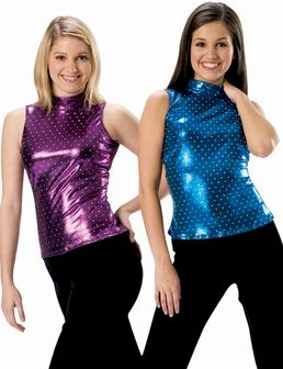 Silver Dotted Shiny Sleeveless Turtleneck Top