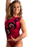 Red Swirled Workout/Gymnastics Tank Leotard