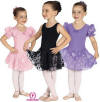 Rose Jacquard Puff Sleeve Skirted Leotard