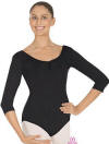 Microfiber 3/4 Sleeve Leotard w/ Pinch Frt & Back