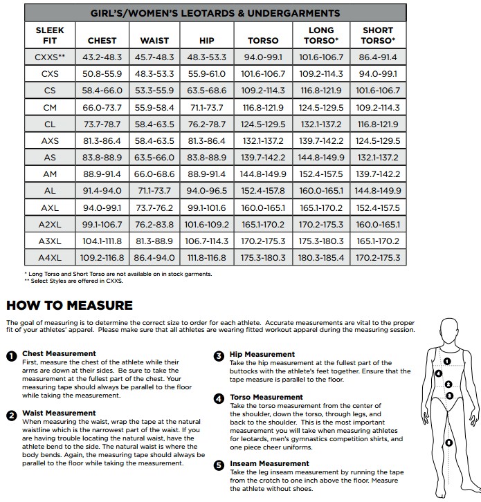 Gk Gymnastics Size Chart